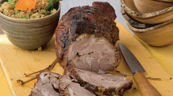 Roast Shoulder of Lamb with Summer Vegetables and Quinoa