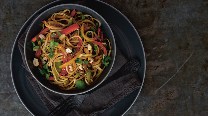 Singapore Crunchy Vegetable and Ginger Noodles