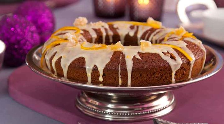 Orange glazed ginger cake
