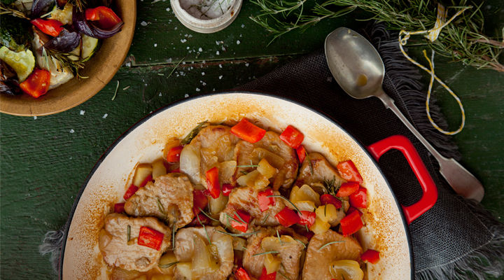 Roast pork honey apples recipe