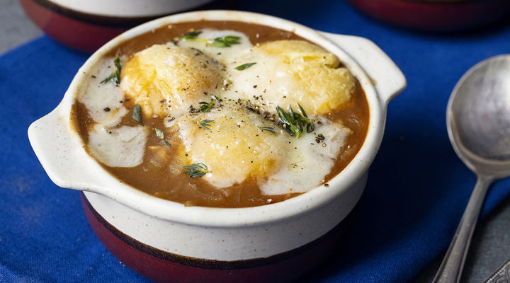 French Onion Soup with Cheesy Dumplings
