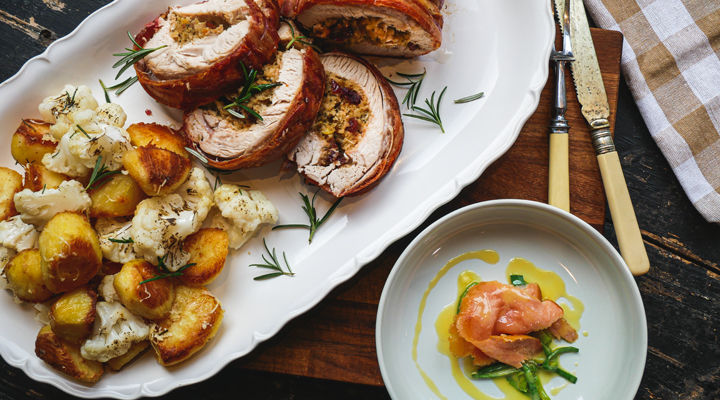Cheesy roast potatoes and cauliflower recipe