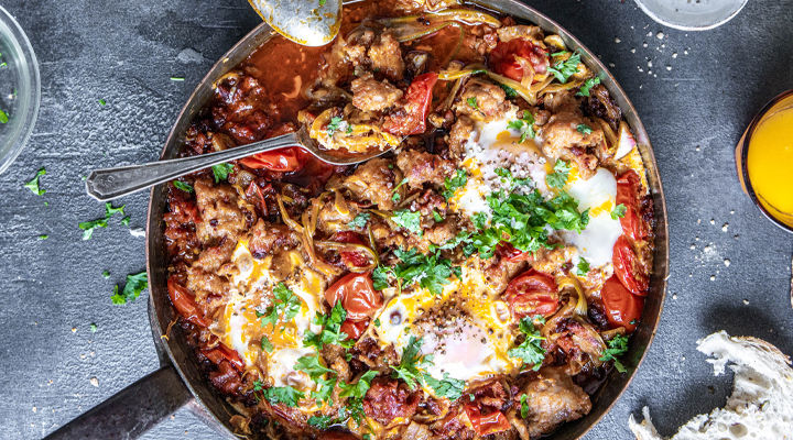 Chorizo braised eggs recipe