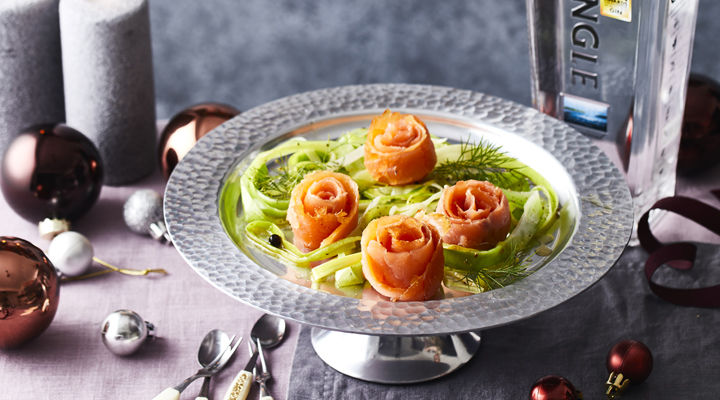 Smoked salmon confit baby leeks recipe