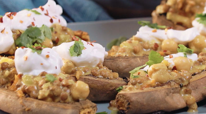 Stuffed sweet potato skins recipe