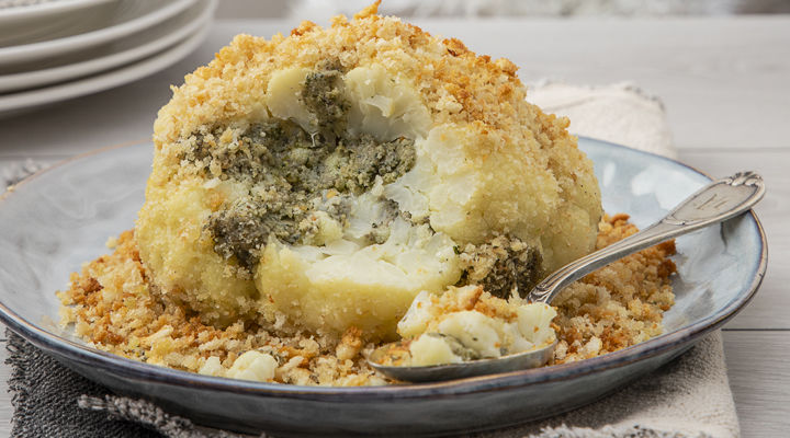 Baked stuffed cauliflower