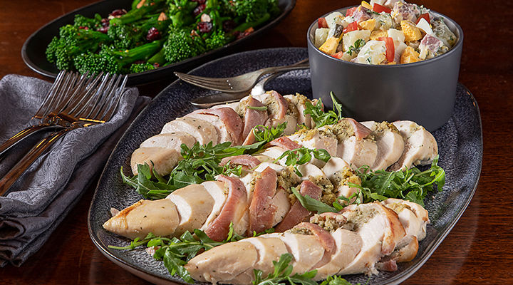 Chicken pascal with tenderstem broccoli salad