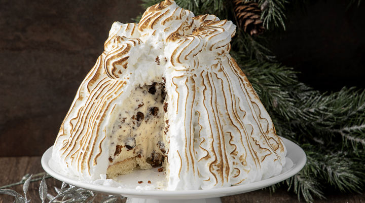 Christmas pudding baked Alaska