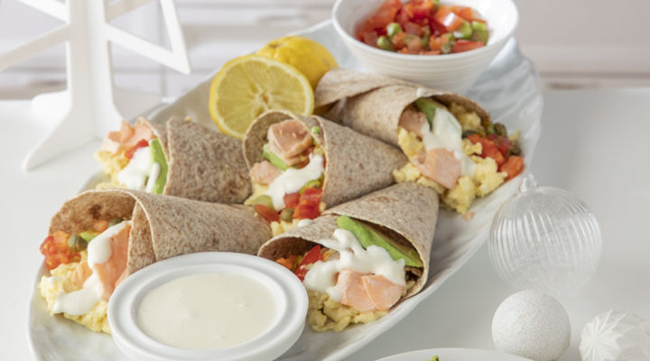 Smoked salmon breakfast tacos