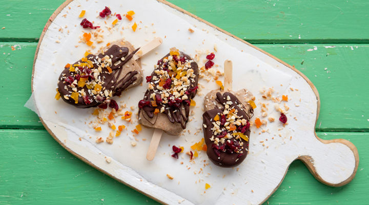 Almond butter and banana chocolate coated pops recipe