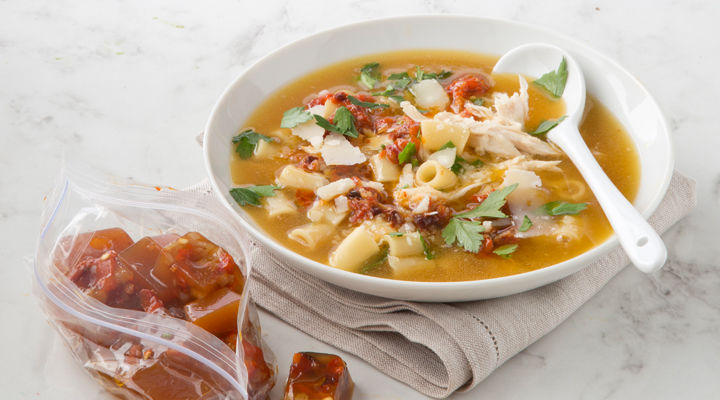 Bressie chicken pasta parmesan broth