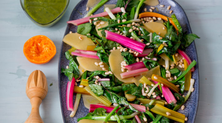 Citrus poached turnip salad