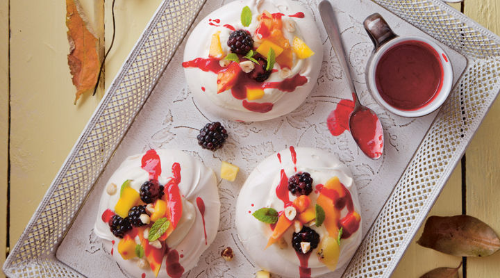 Gluten free tutti frutti mini pavlovas
