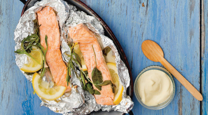 Herb stuffed salmon darnes recipe