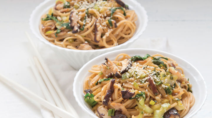Shiitake noodles with ginger and sesame recipe