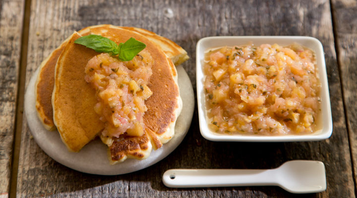 Siobhan peach pineapple basil ginger compote