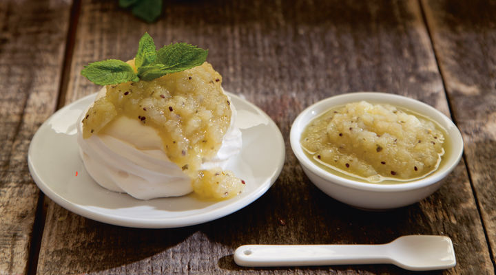 Siobhan pear kiwi mint compote
