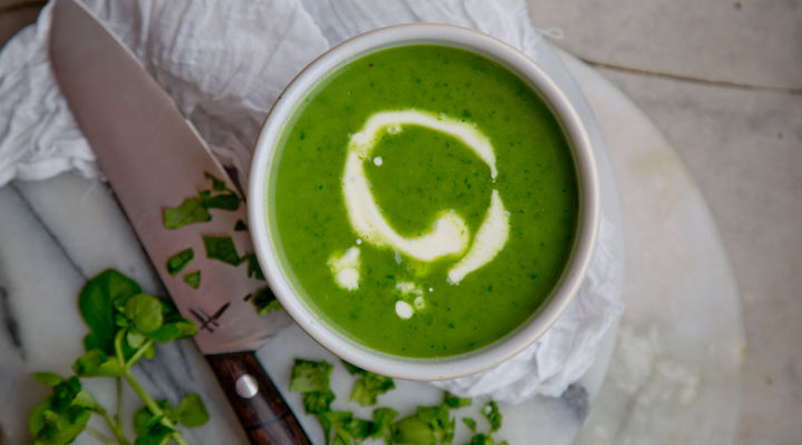 Soup watercress creme fraiche