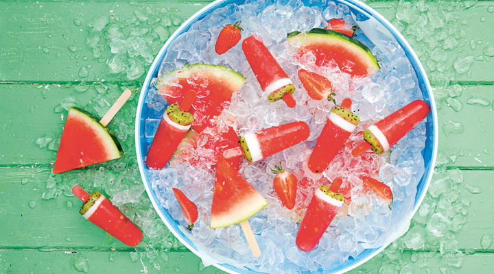 Watermelon fruit cocktail pops recipe