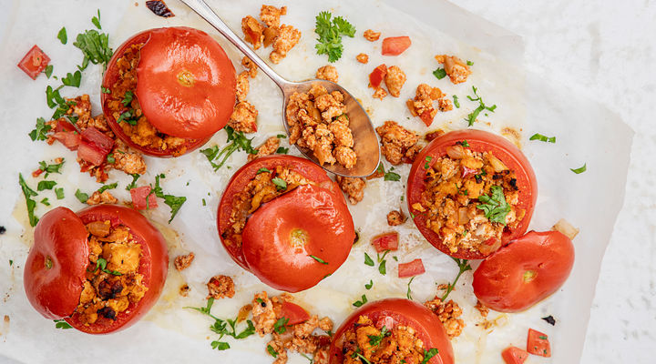SuperValu Erica Ryan Baked Stuffed Tomatoes with Turkey Mince SuperValu Erica Ryan Baked Stuffed Tomatoes with Turkey Mince