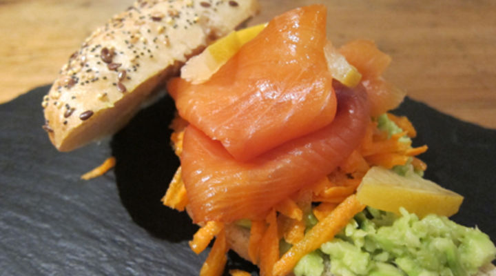 Avocado, Grated Carrot & Smoked Salmon Roll