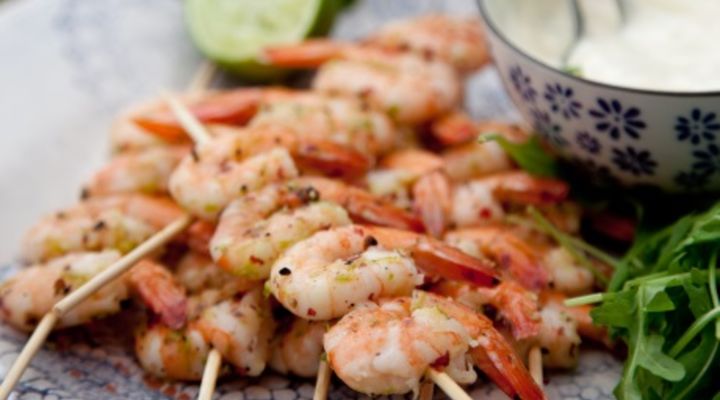 Black and pink pepper barbecued prawns