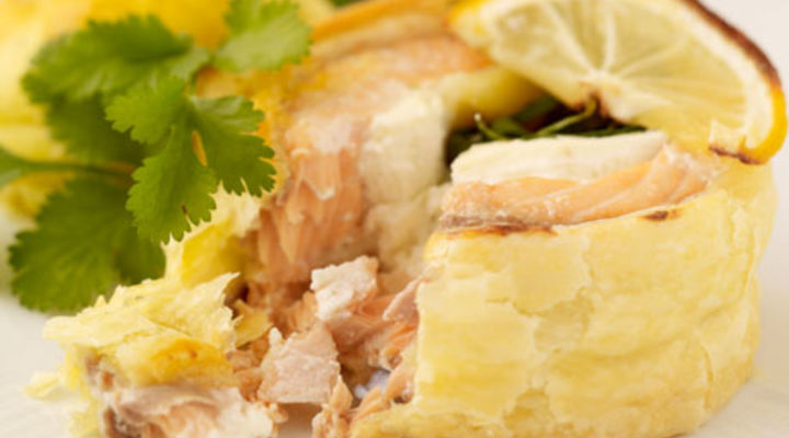 Baked Roulade of Salmon, Spinach and Cream Cheese