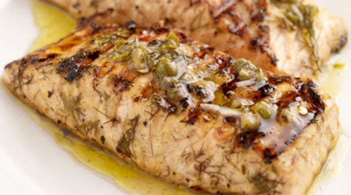 Barbecued Salmon with Lemon Herb Marinade