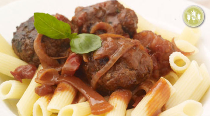 Beef Meatballs & Gluten Free Penne Pasta