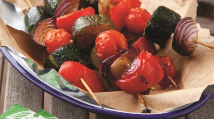 Cherry tomatoes and courgette skewers