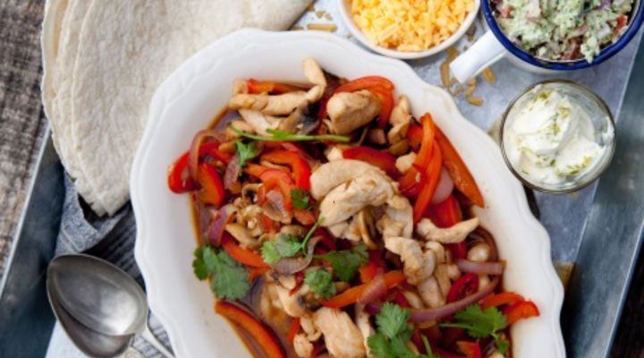 Fajitas and Guacamole with Sour Cream