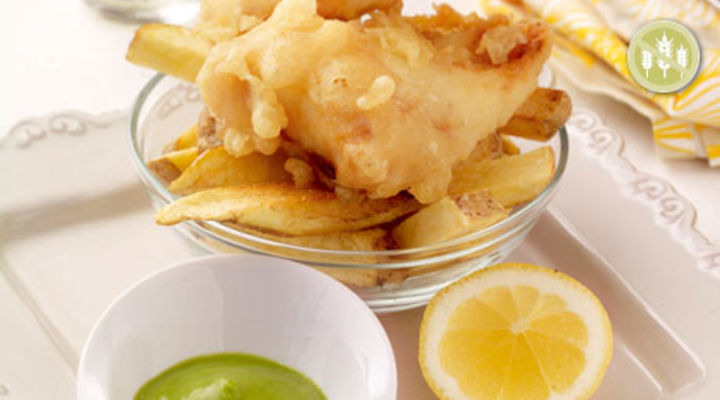 Cod & Chips with Pea Puree
