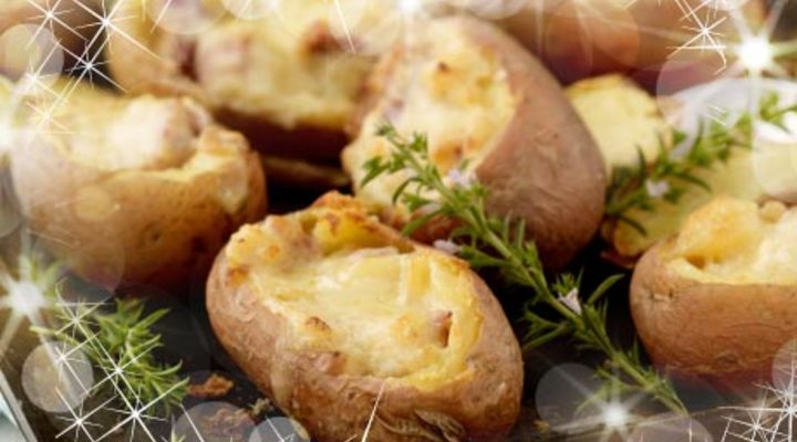 Ham Stuffed Baked Potatoes with Cheese