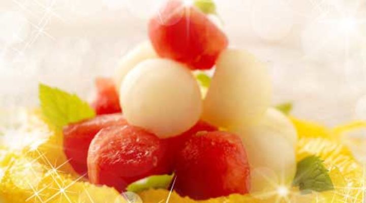 Melon with Yogurt, Honey and Orange Dressing