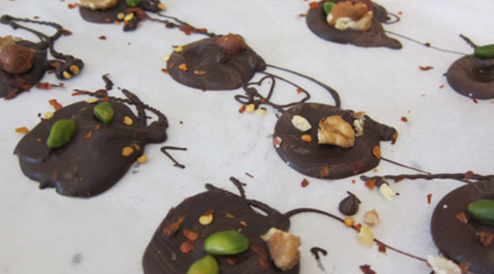 Mendiant of Nut and Chilli Chocolate Discs