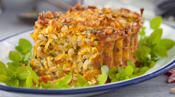 Pine Nut and Carrot Roast with Mushroom Sauce