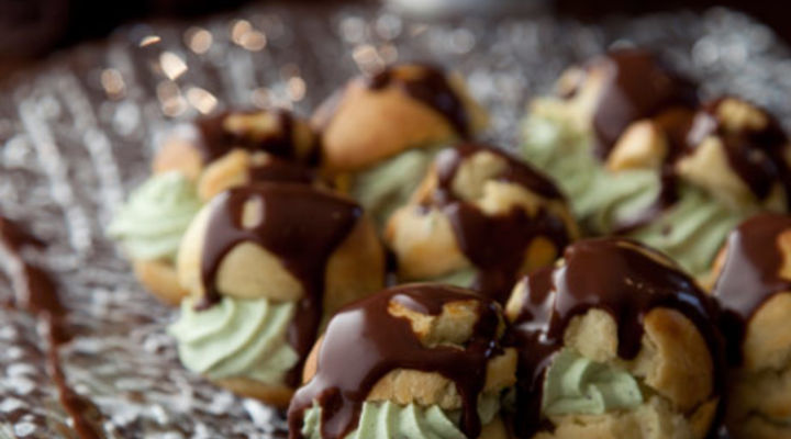 Pistachio Cream Profiteroles