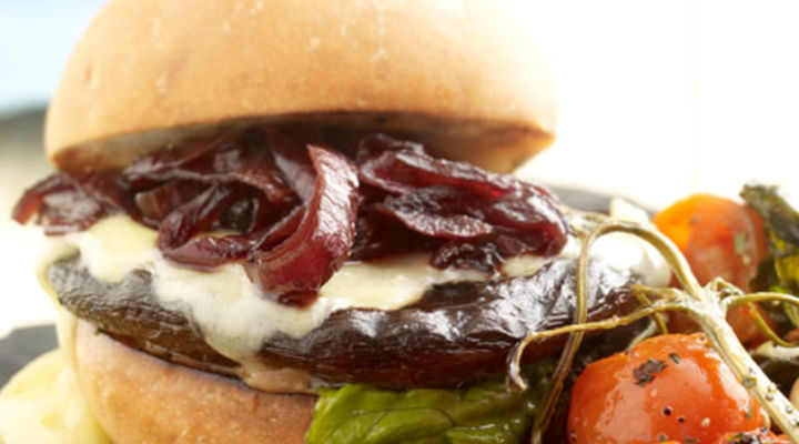 Grilled Portobello Mushroom & Cheese Burger