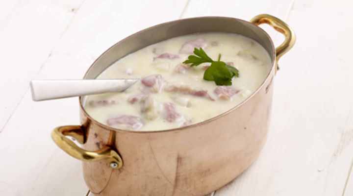 Bacon and Mushroom Casserole with Spring Onion Mashed Potatoes