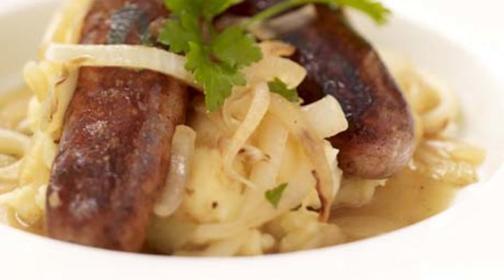 Bangers and Mash with Onion Gravy