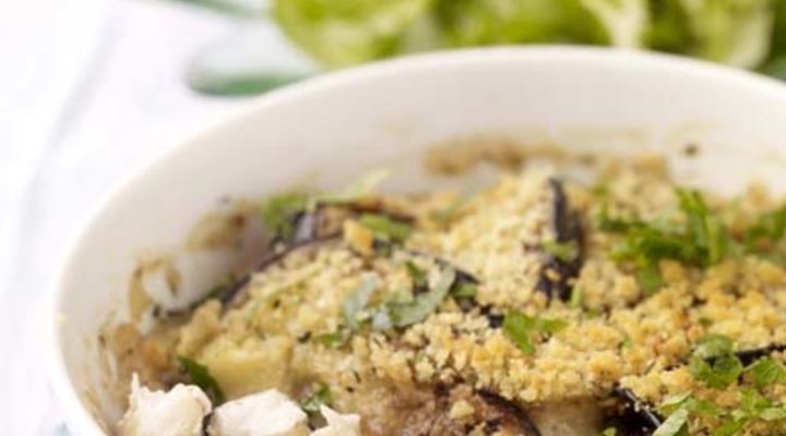 Hake and Aubergine Gratin