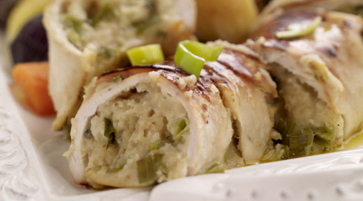 Stuffed Chicken Roulade with Honey Glazed Vegetables