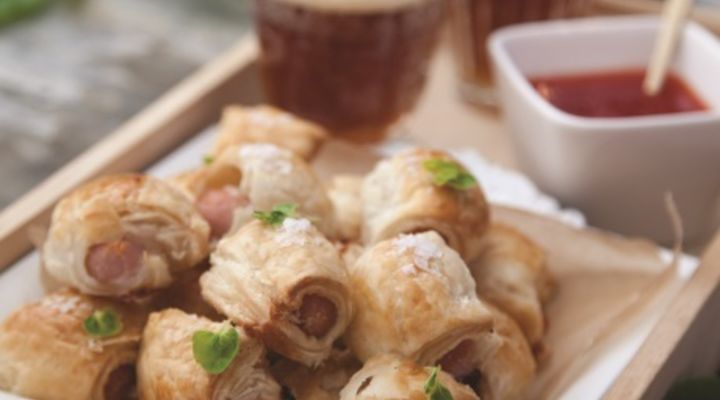 Sausage rolls with whole grain mustard mayo