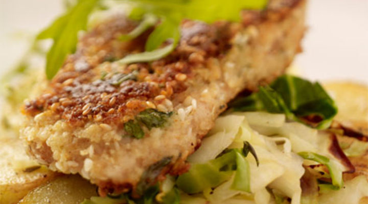 Sesame Crusted Pork With Sautéed Potatoes