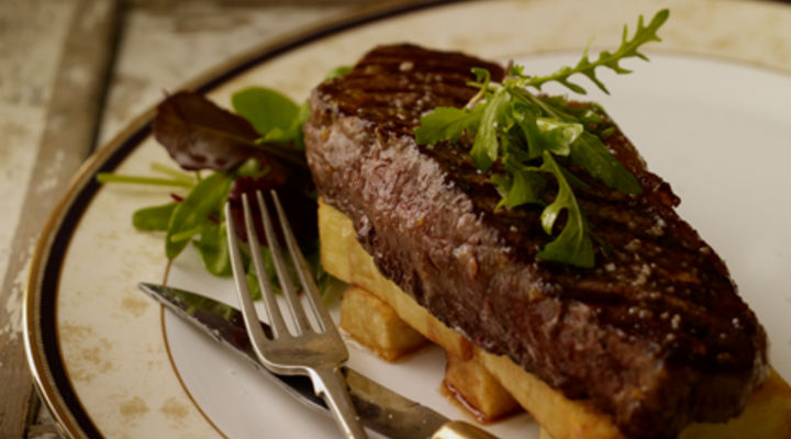 Striploin of Beef with Whiskey Marmalade & Pomme Pontneuf