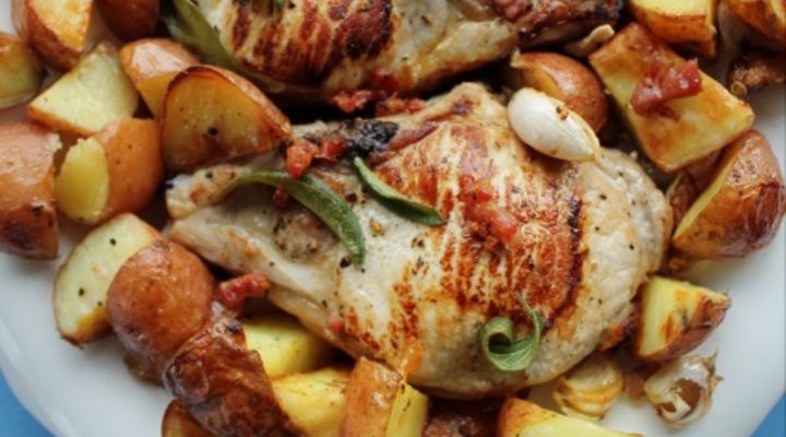 Stuffed pork chops with sage