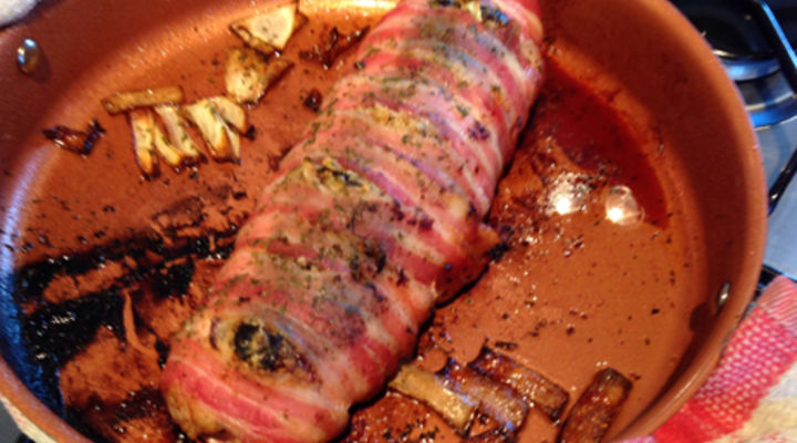 Apple Stuffed Pork Fillet wrapped in Bacon