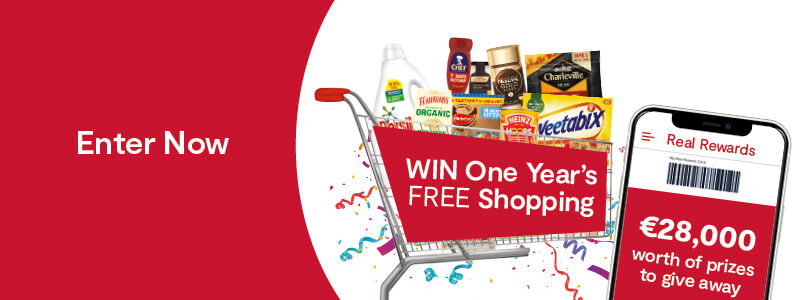 Scan to Win August One Year Free Shopping gift card • €100 SuperValu e-gift card for EVERY Store • A week's European River Cruise for 2