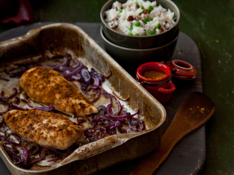 Chicken with rice red onion recipe