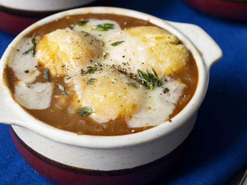 French Onion Soup with Cheesy Dumplings